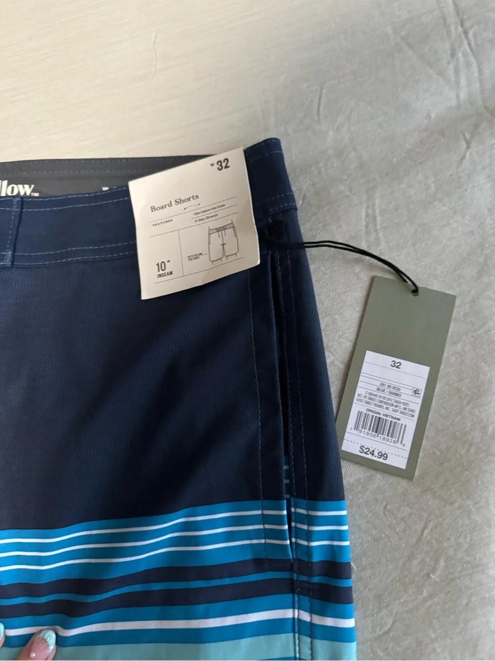 Men’s Goodfellow Blue Striped Board Shorts NWT
